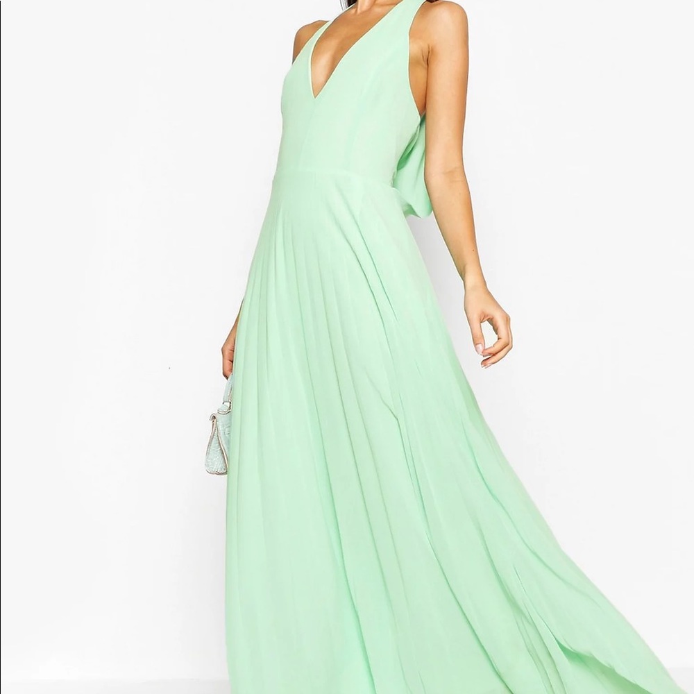 Chiffon pleated maxi Bridesmaid dress! Mint
